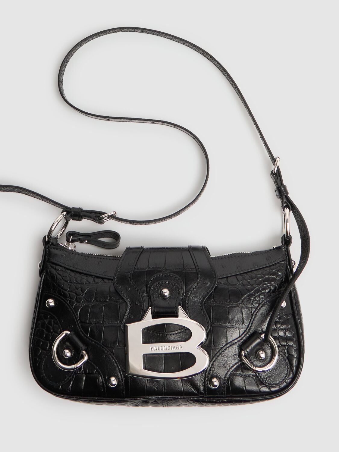 Shop Balenciaga Small Essex Leather Blend Shoulder Bag In Black