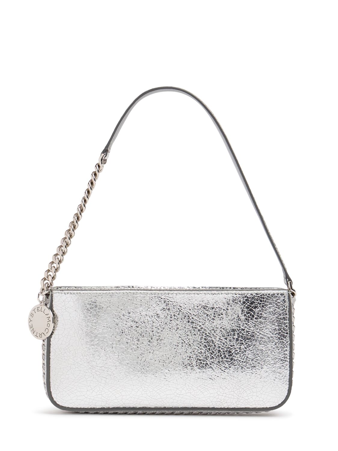 Stella Mccartney Crackled Metallic Shoulder Bag In Silver