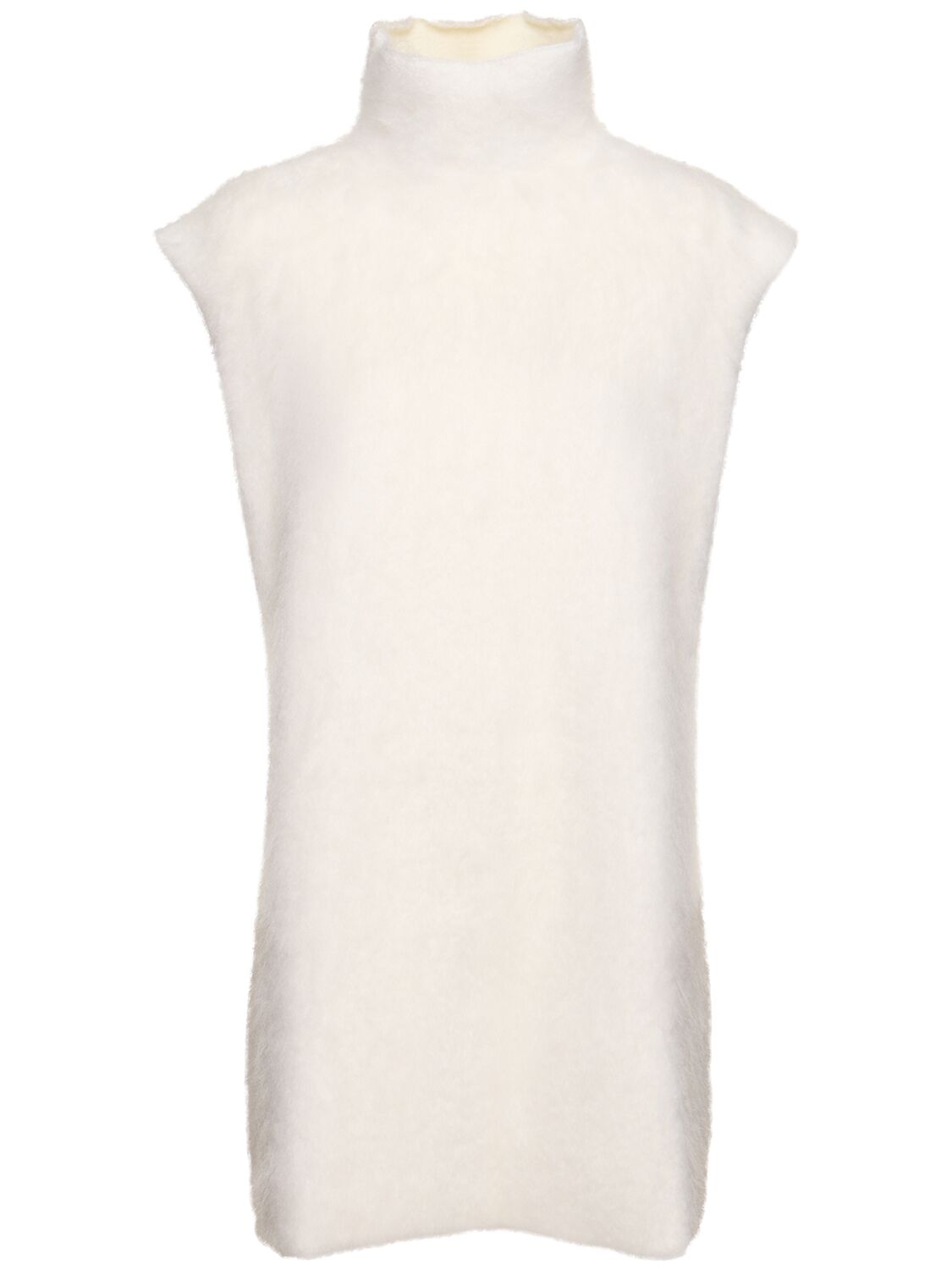 Marni Mohair Blend Knit Turtleneck Mini Dress In White