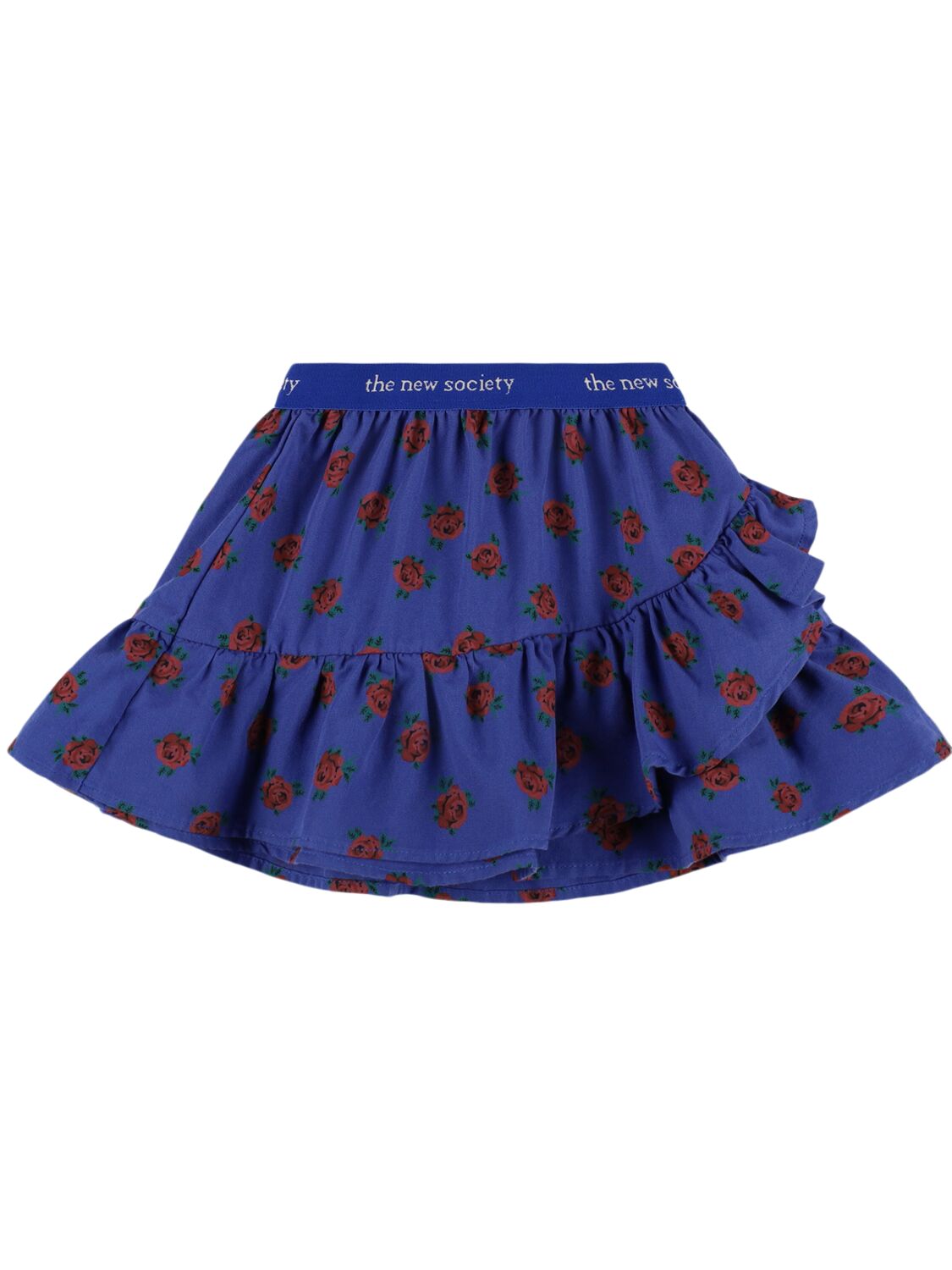 The New Society Printed Cotton Muslin Skirt In Blue