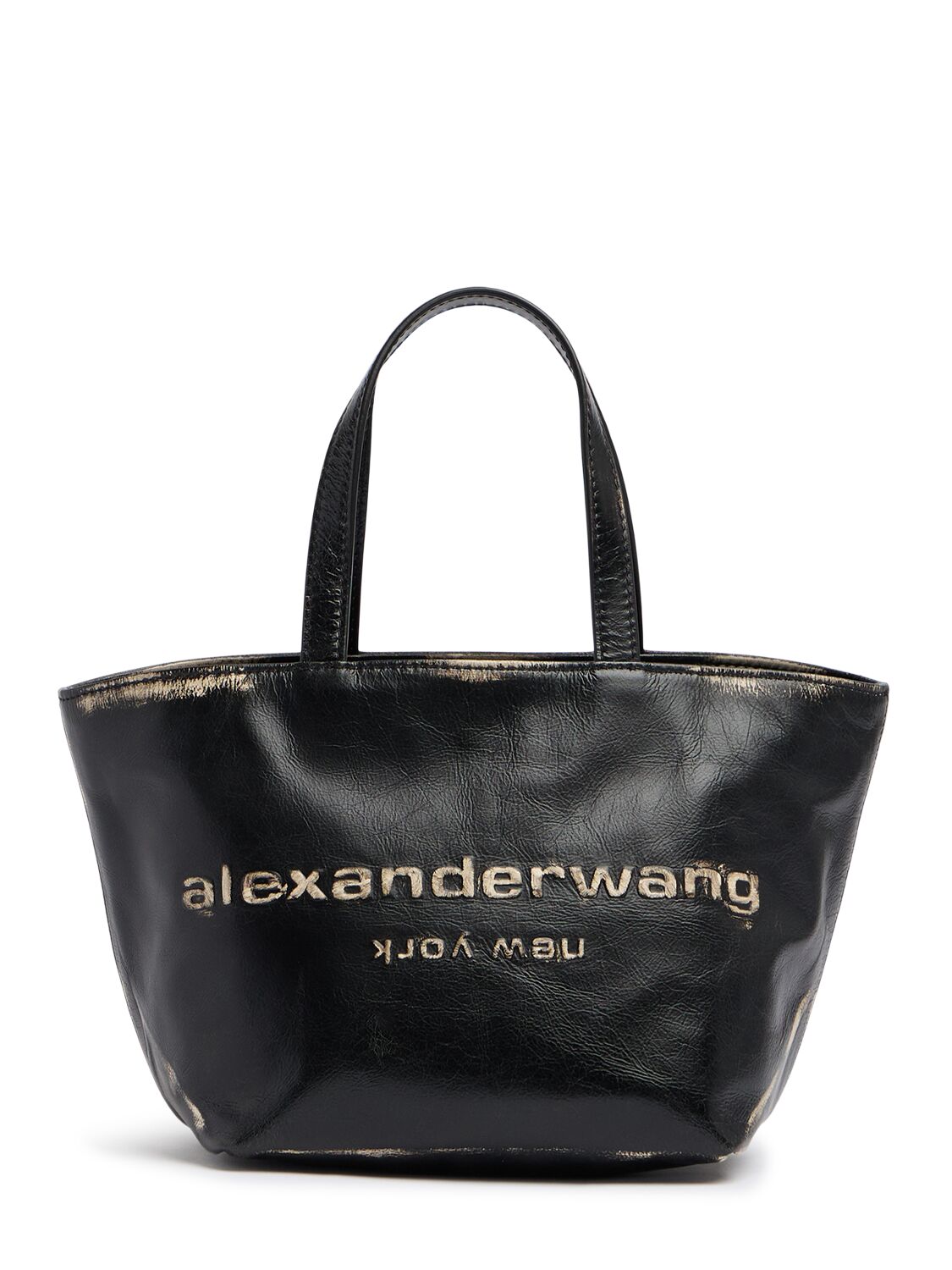 Alexander Wang Small Punch Leather Tote Bag In Black/ Cream