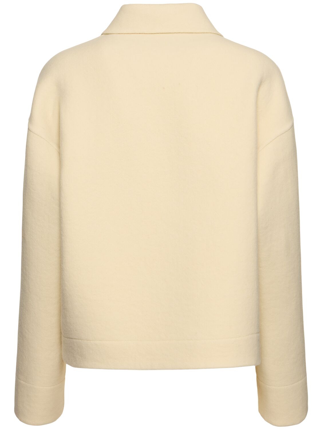 Shop Jil Sander Boxy Felted Wool Jacket In Cream