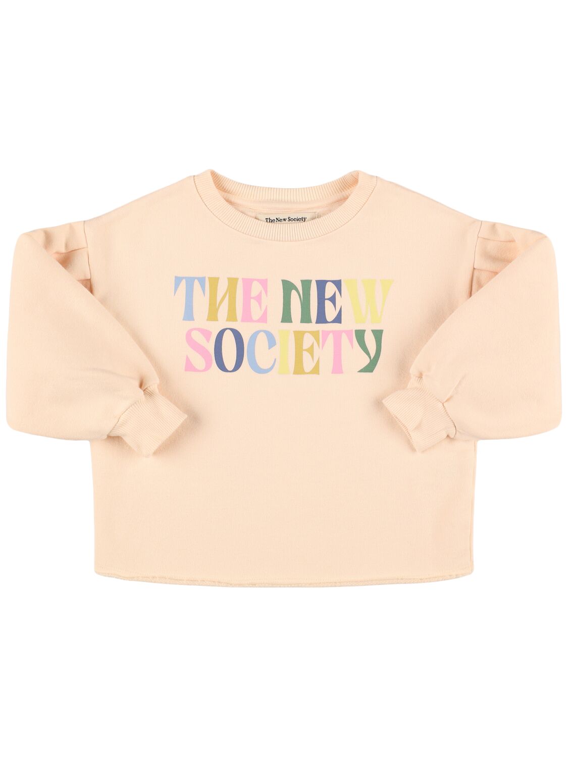 The New Society Printed Cotton Blend Sweatshirt In Pink