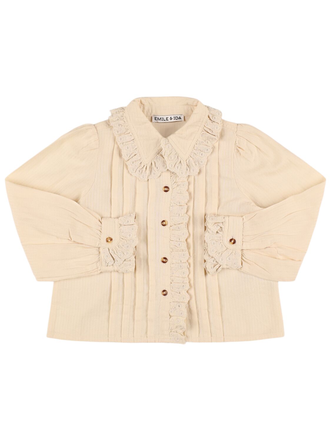 Emile And Ida Embroidered Cotton Shirt In Off-white