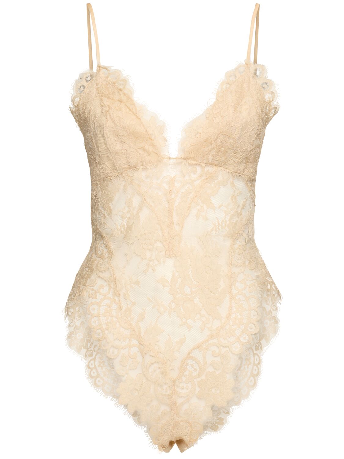 Zimmermann Illustration Cotton Blend Lace Bodysuit In Cream