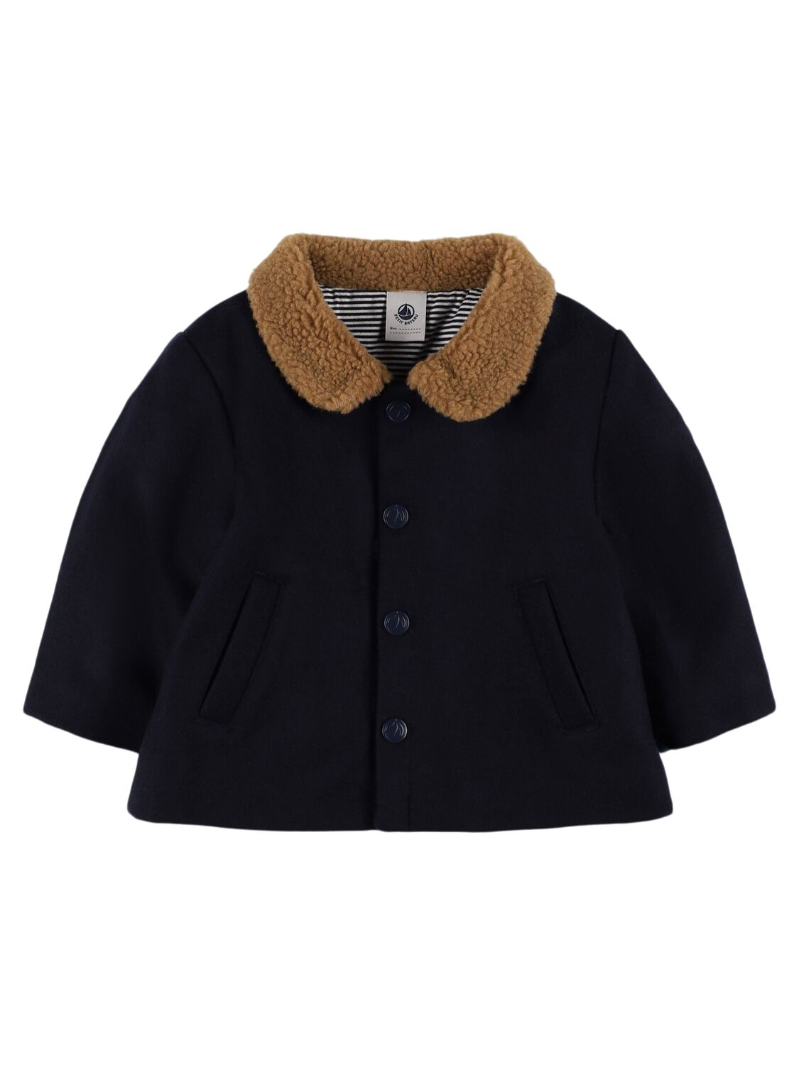 Petit Bateau Wool Blend Jacket In Dark Blue