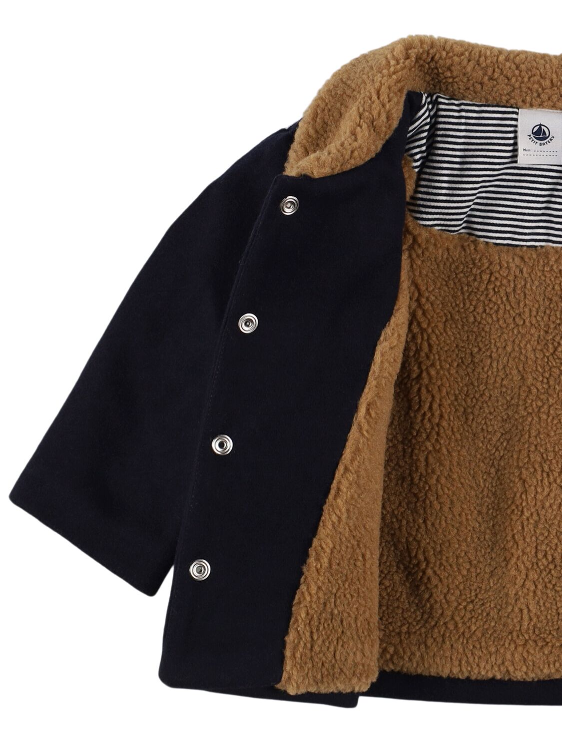 Shop Petit Bateau Wool Blend Jacket In Dark Blue