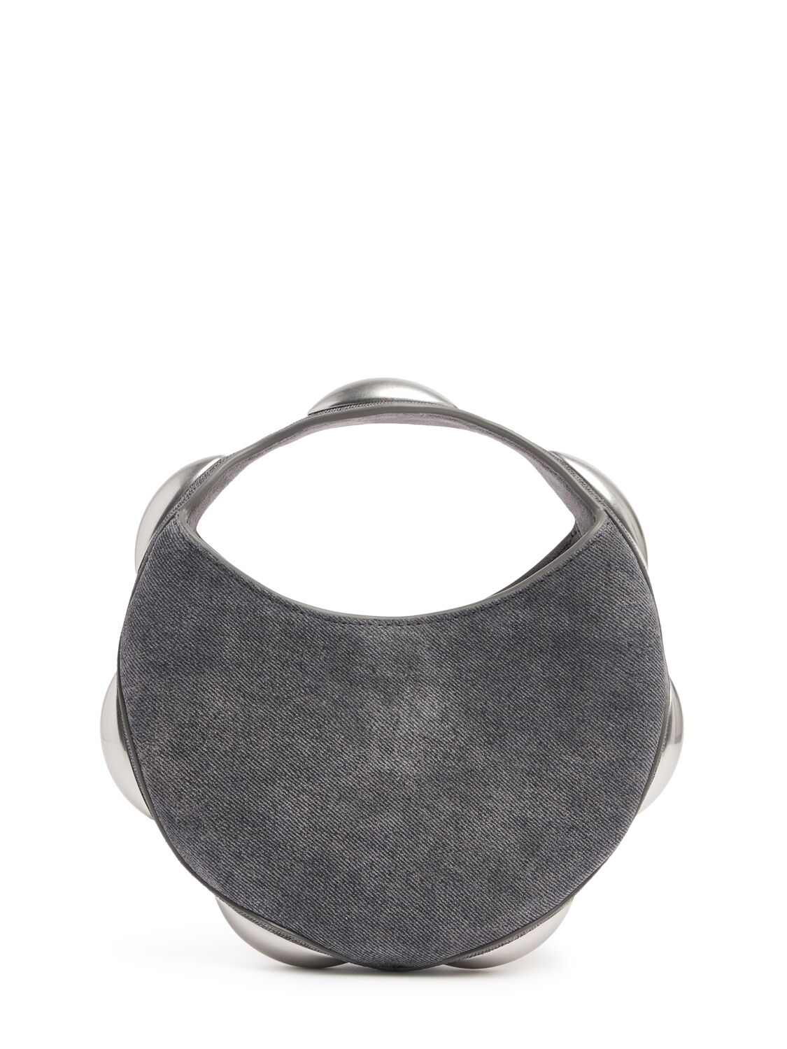 Shop Alexander Wang Dome Circular Denim Printed Leather Bag In Asphalt