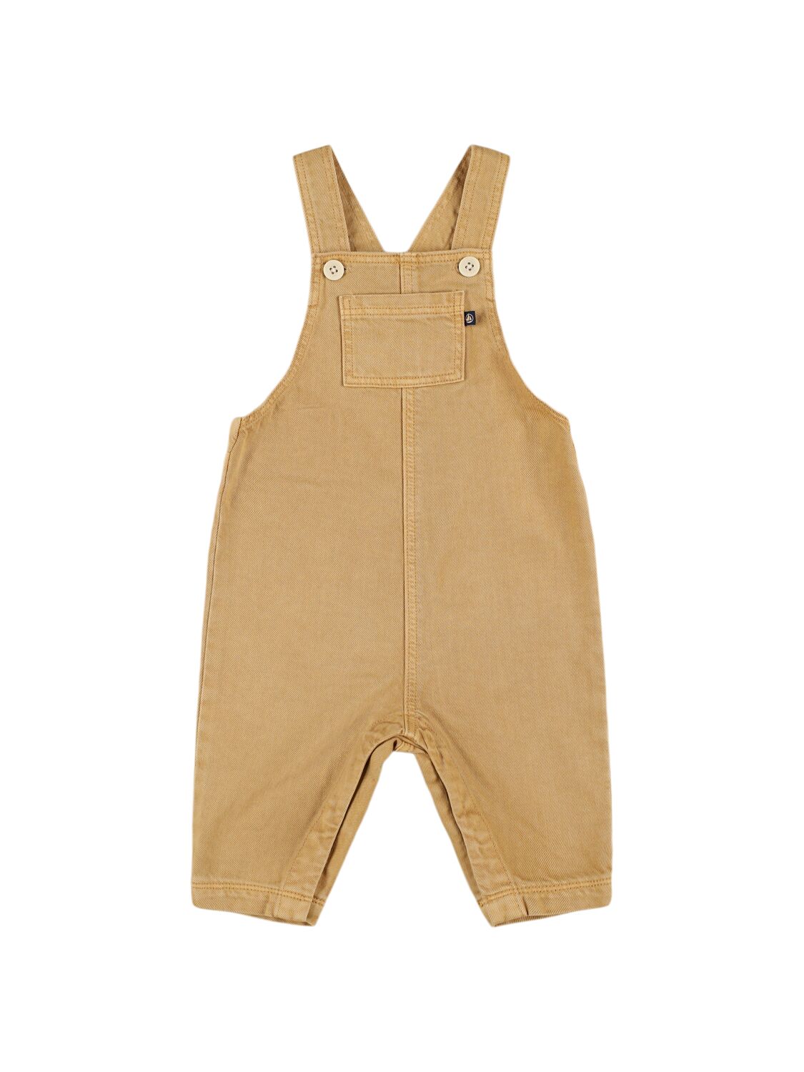 Petit Bateau Cotton Blend Chambray Overalls In Orange