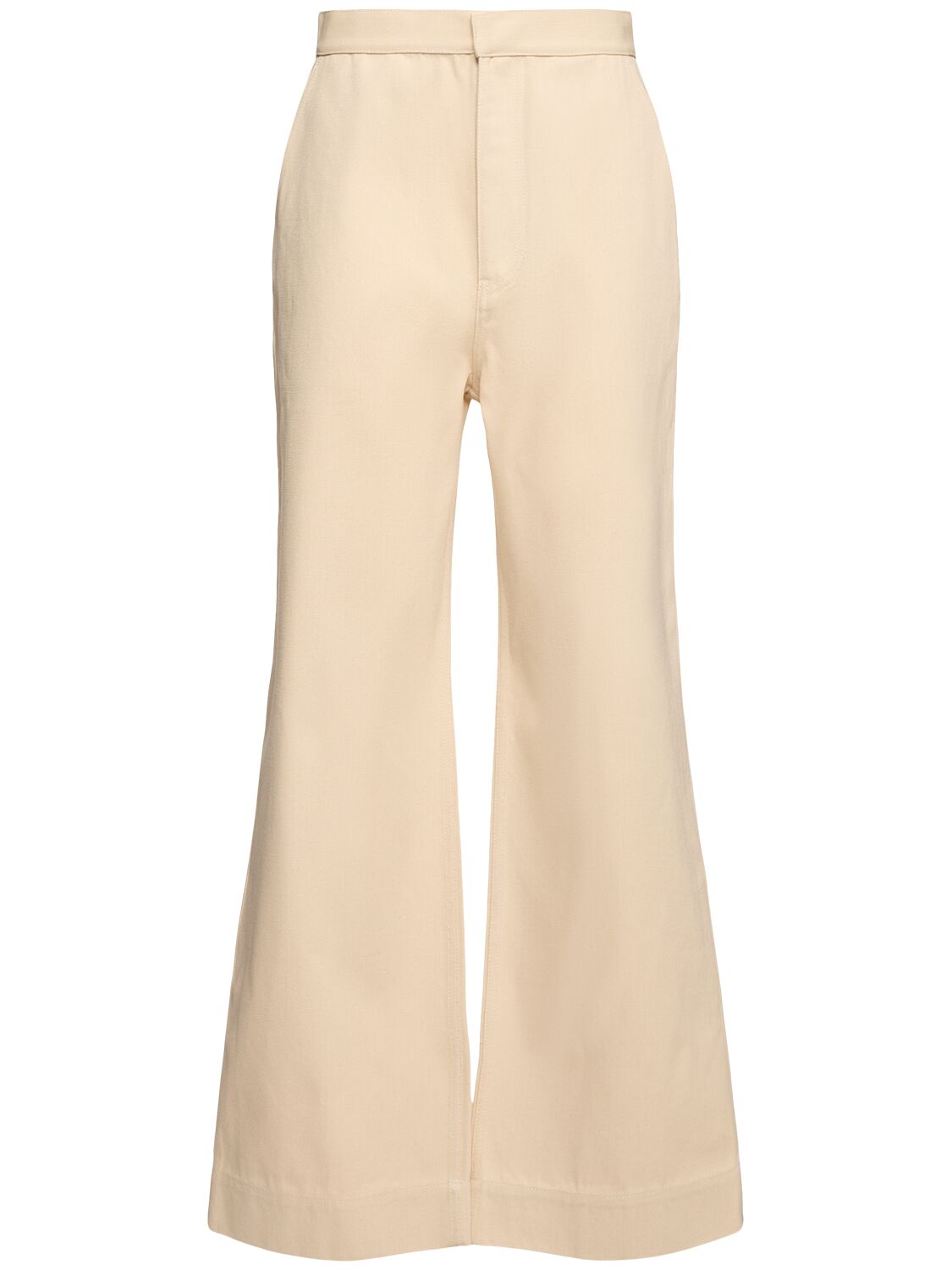 Jil Sander Cotton Denim High Waist Wide Jeans In Beige