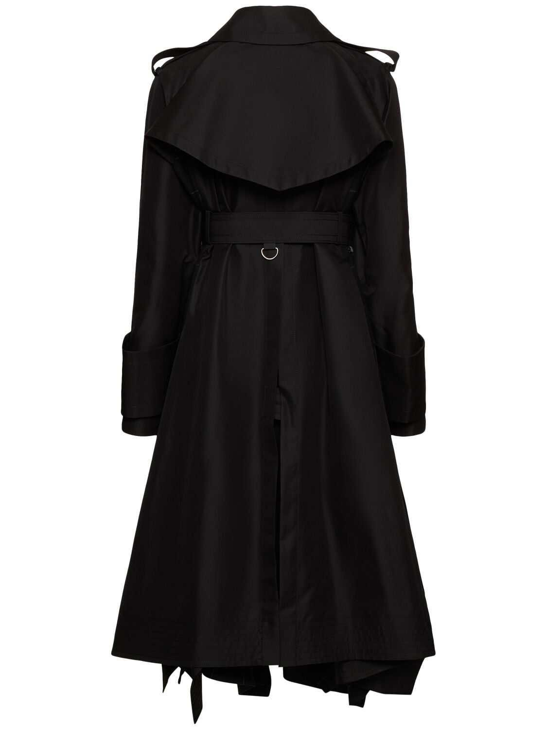 Shop Sacai Long Gabardine & Windowpane Trench Coat In Black