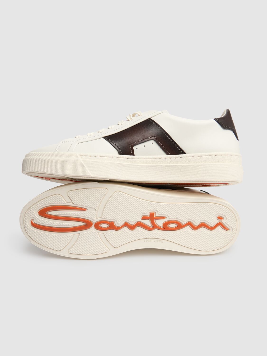 Shop Santoni Low Top Leather Sneakers In White