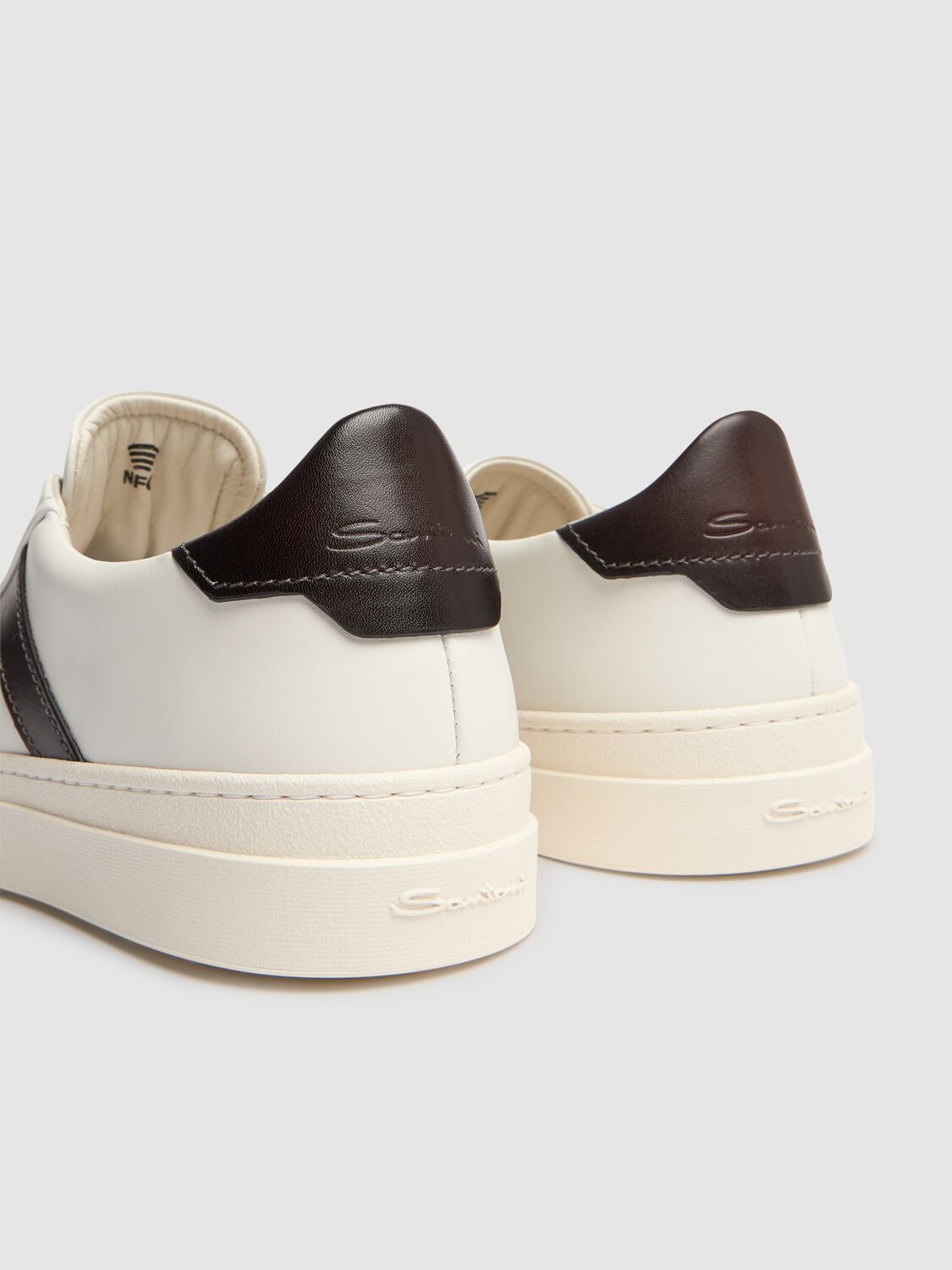 Shop Santoni Low Top Leather Sneakers In White