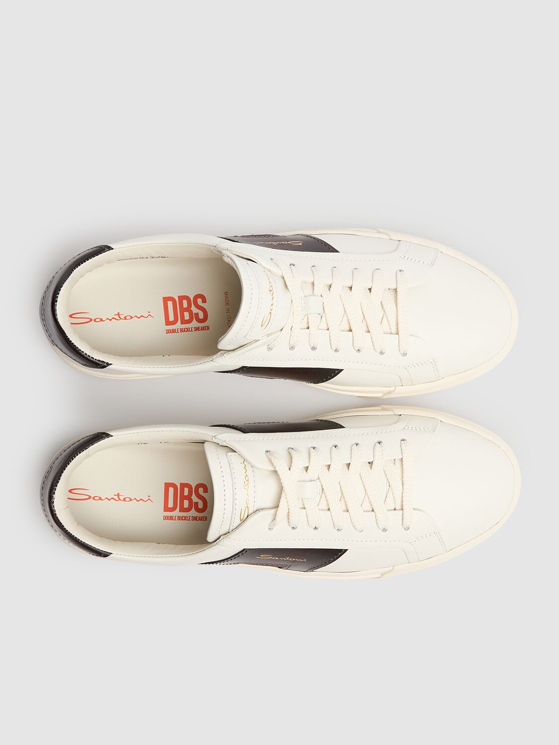 Shop Santoni Low Top Leather Sneakers In White