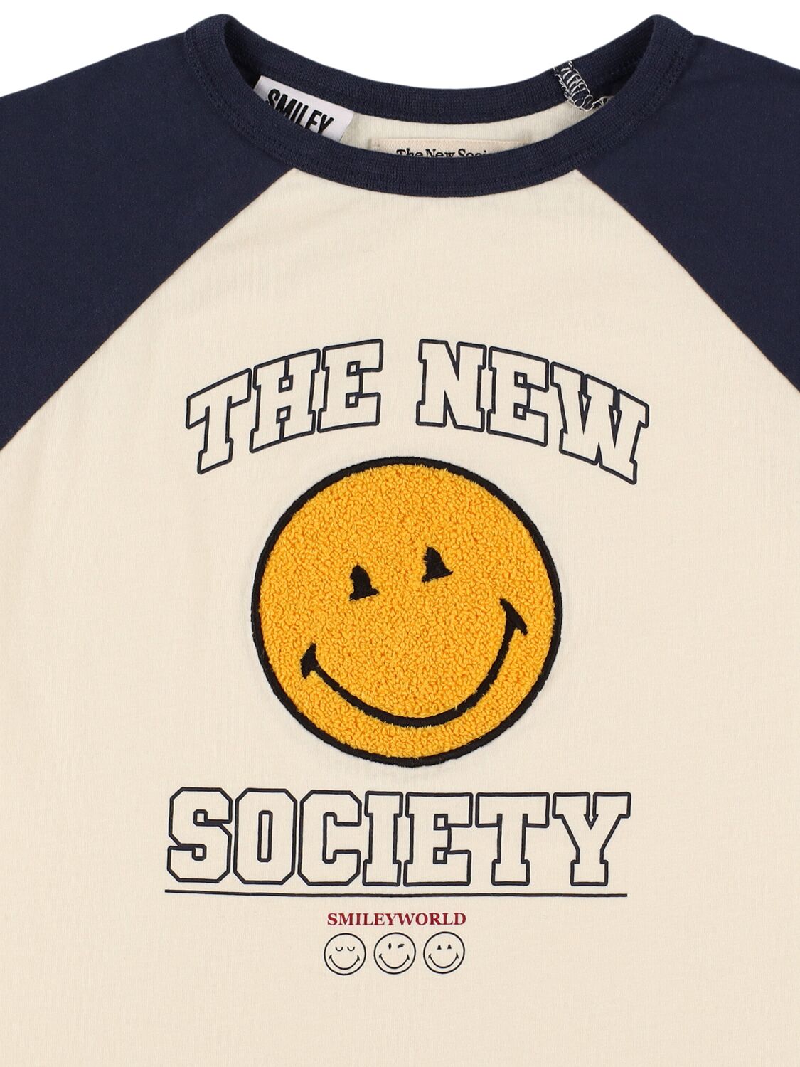 Shop The New Society Printed Cotton Jersey T-shirt In Beige/blue