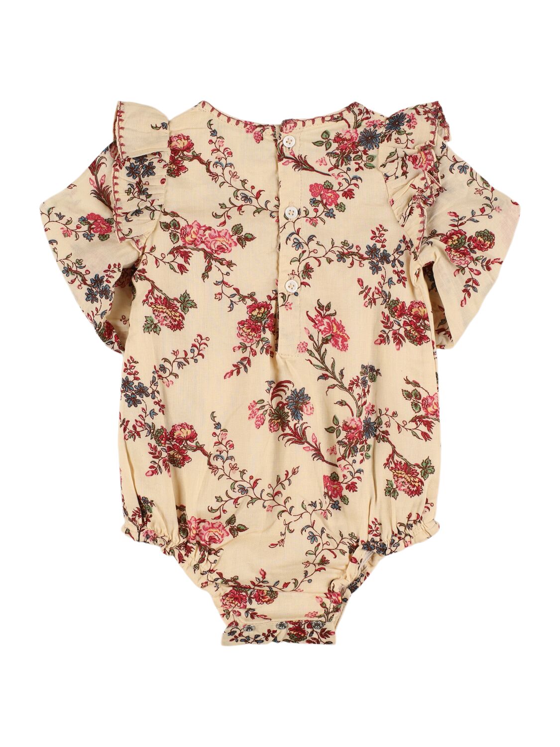 Shop Emile And Ida Printed Cotton Bodysuit In Beige/multi