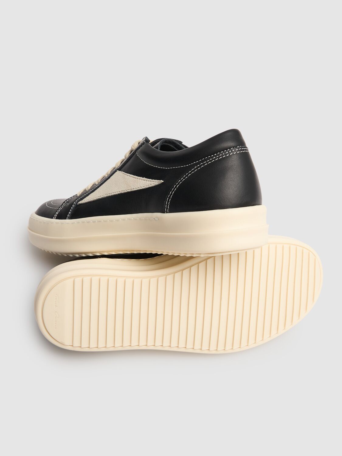 Shop Rick Owens Vintage Leather Lace-up Sneakers In Black