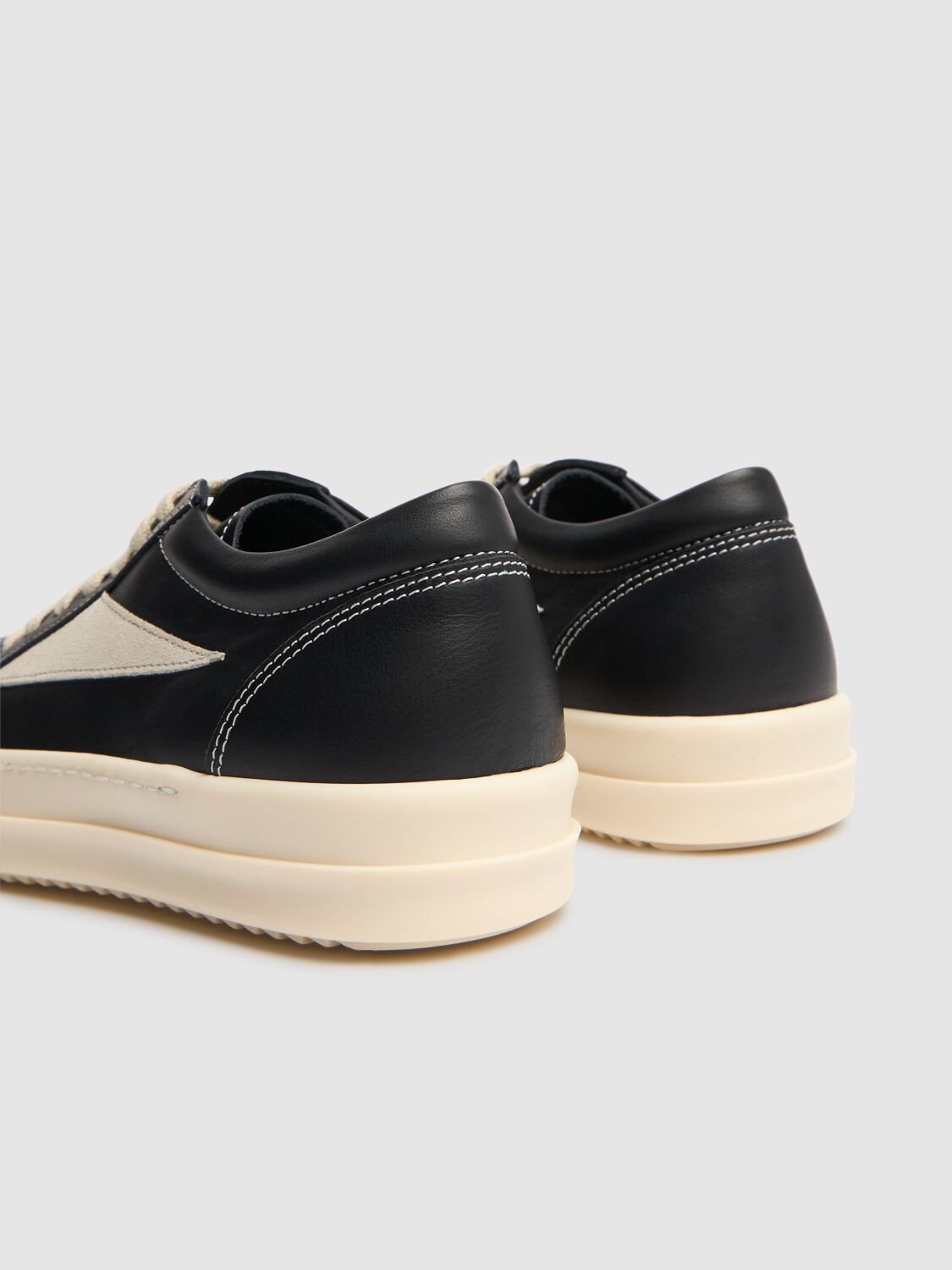 Shop Rick Owens Vintage Leather Lace-up Sneakers In Black