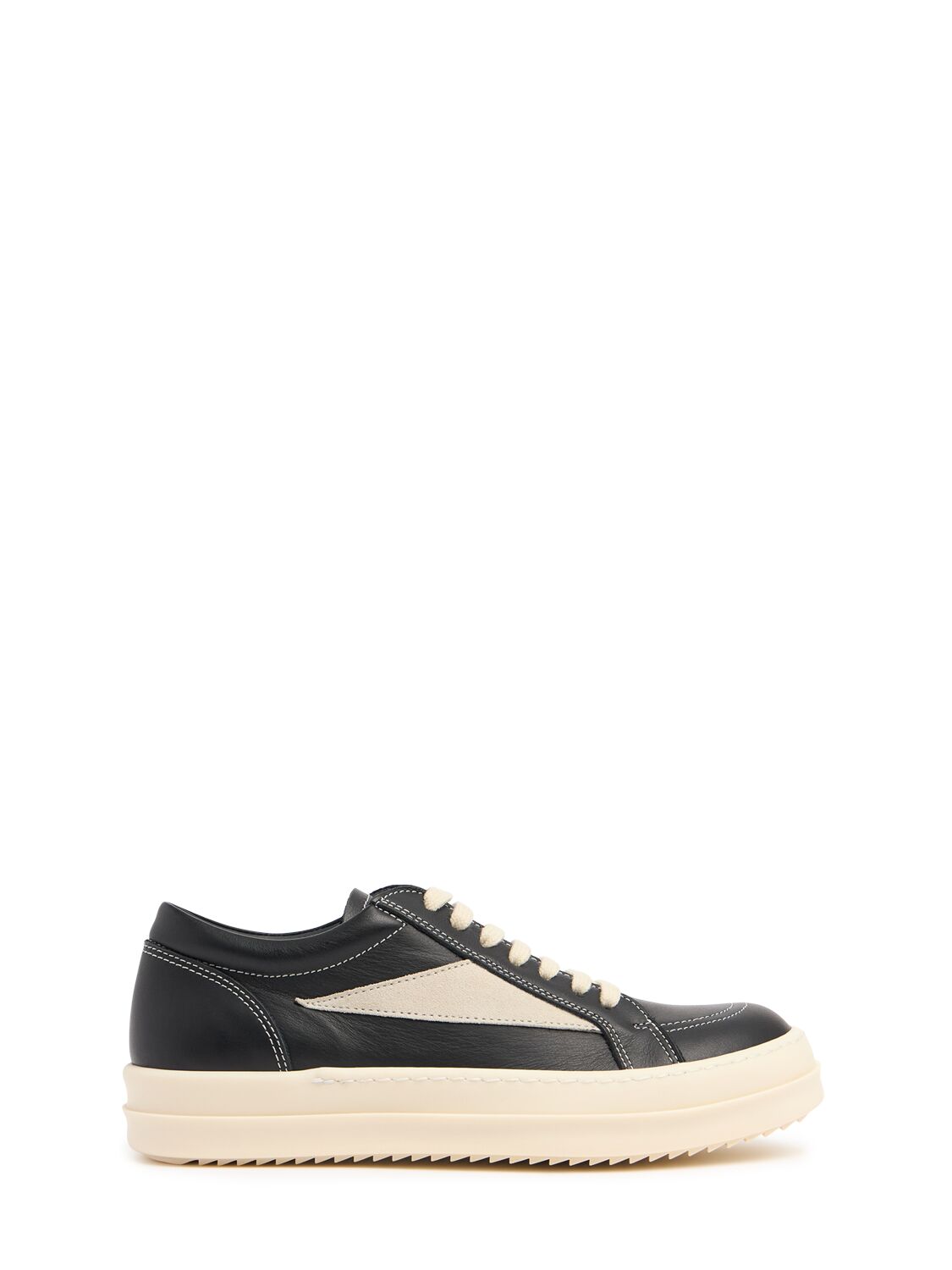 Shop Rick Owens Vintage Leather Lace-up Sneakers In Black