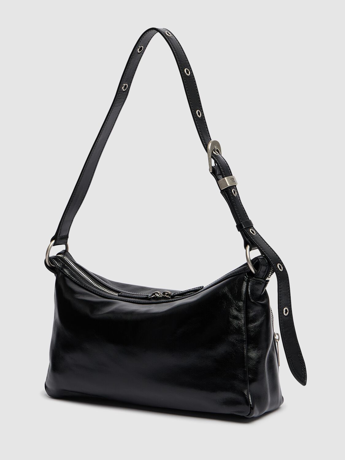 Shop Marge Sherwood Outpocket Hobo Leather Shoulder Bag In Black