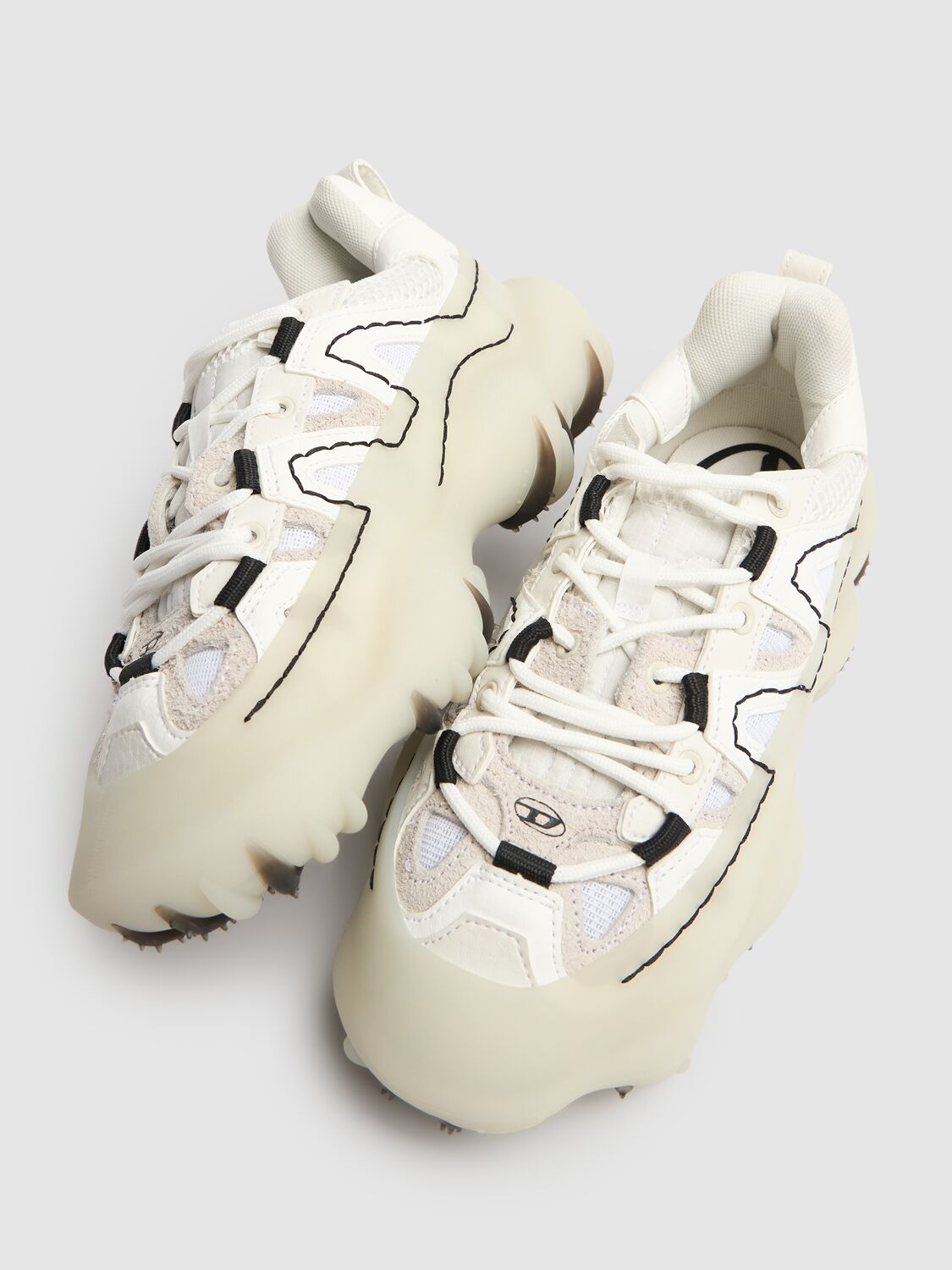 Diesel Sneaker Low-top Rivestite In Gomma In White