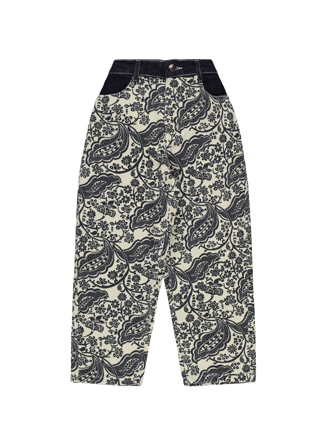 The New Society Printed Cotton Drill Pants In Light Blue