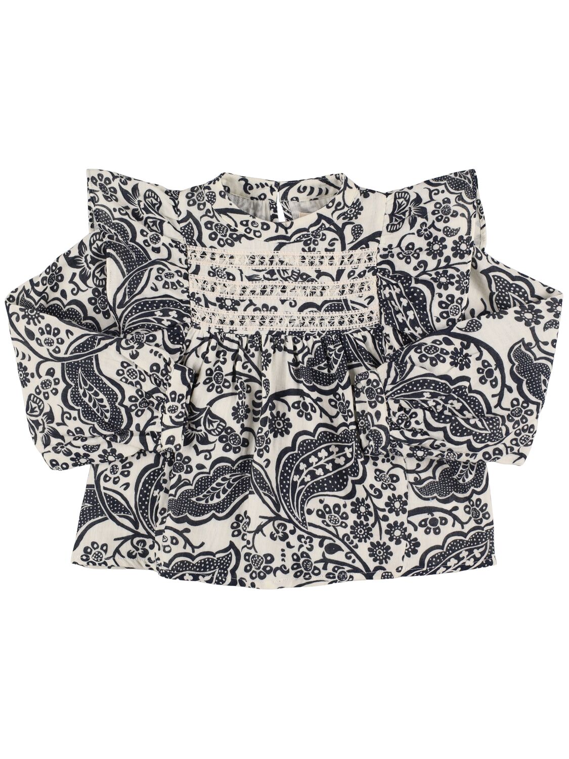 The New Society Printed Cotton Shirt W/embroidery In Black/white