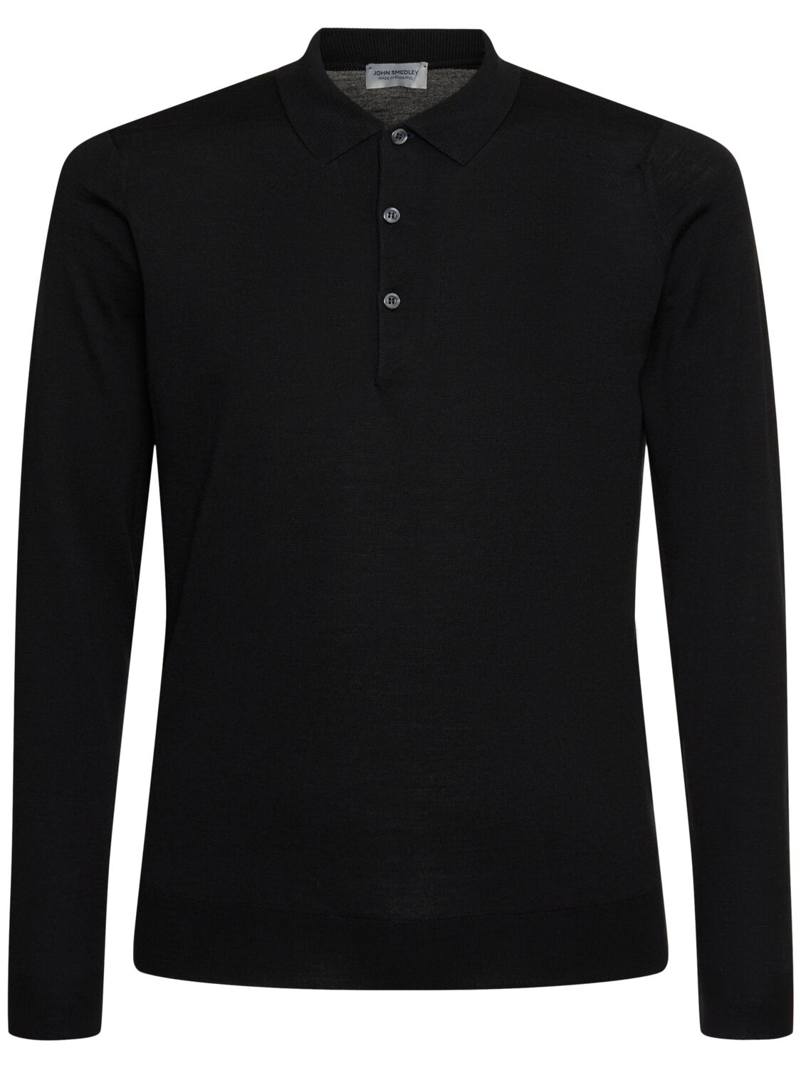 John Smedley Belper Extrafine Wool Knit Polo Sweater In Black