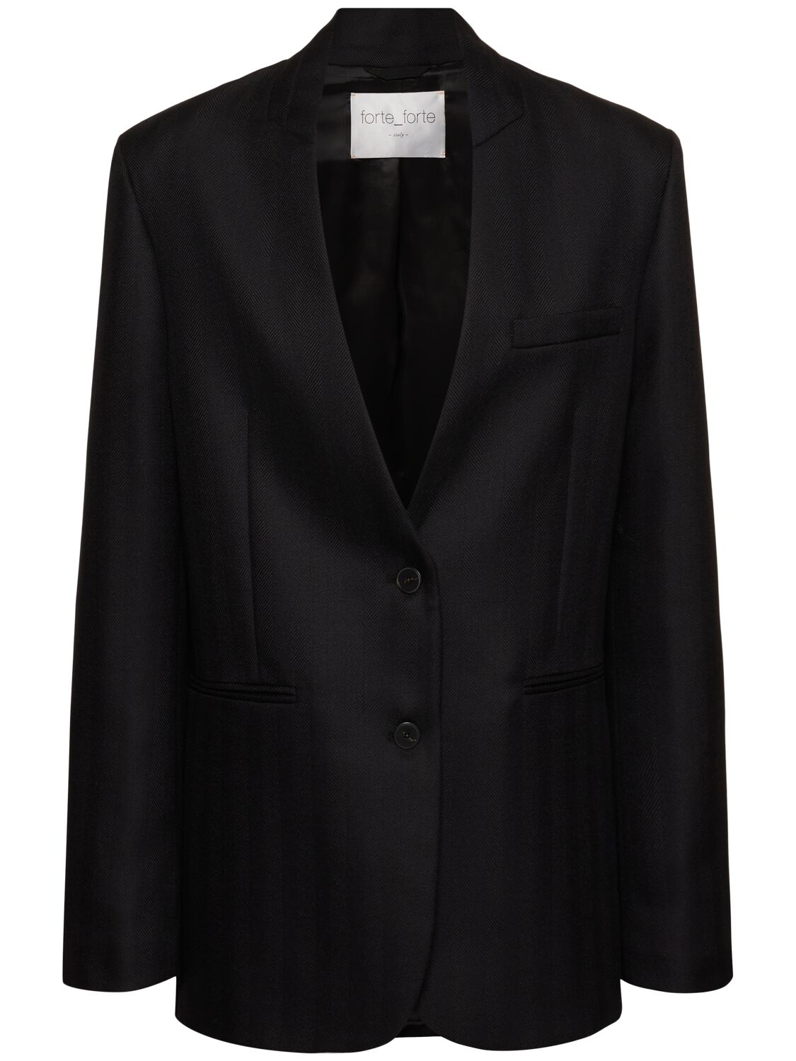 Forte Forte Wool Herringbone Sartorial Blazer In Black