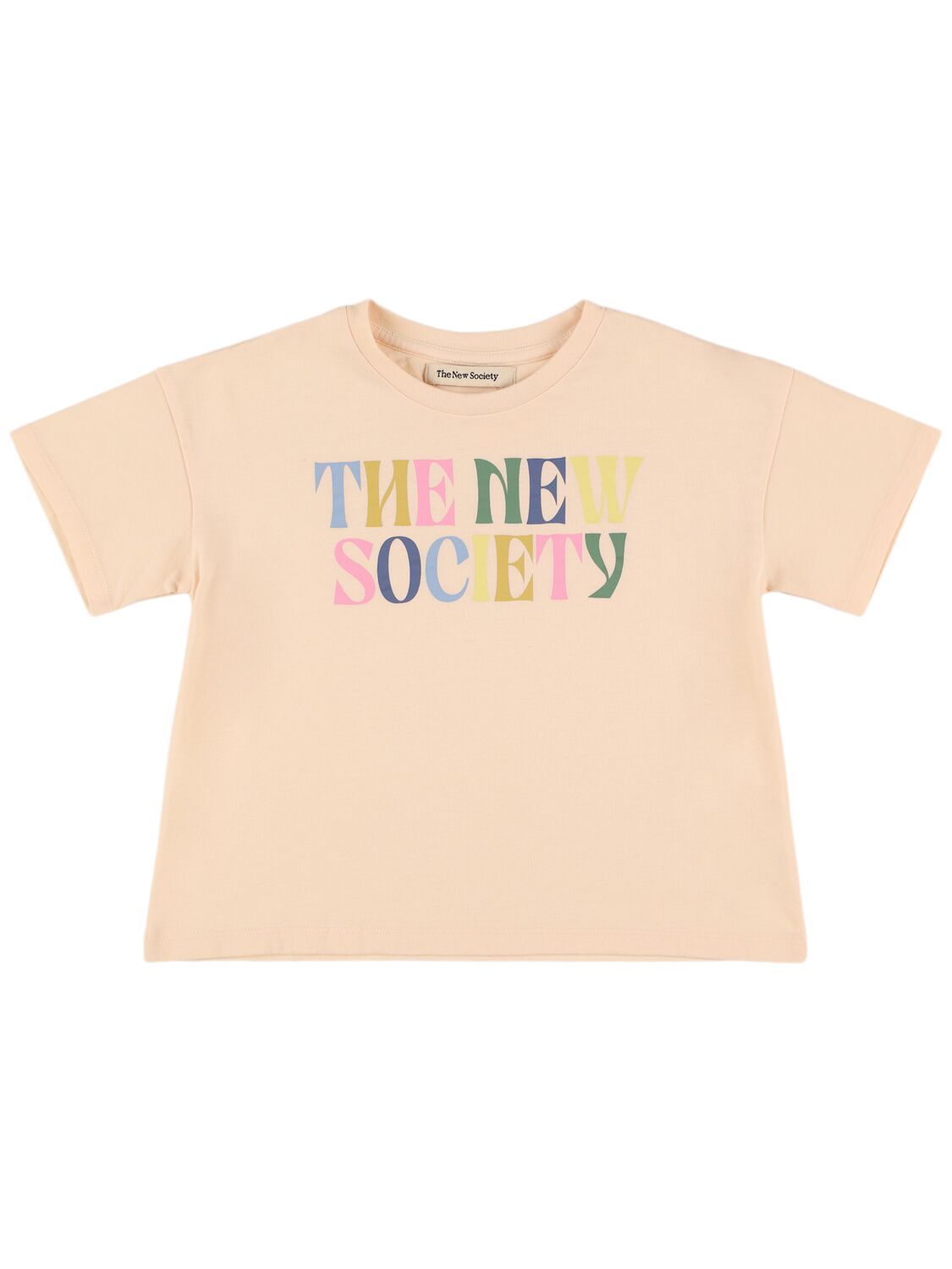 The New Society Printed Cotton Jersey T-shirt In Pink