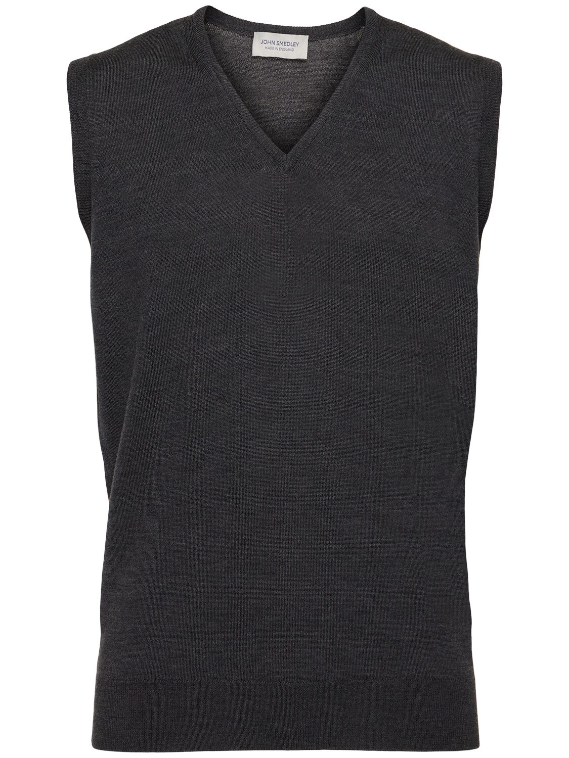 John Smedley Hadfield Extrafine Wool Knit Vest In Black/grey