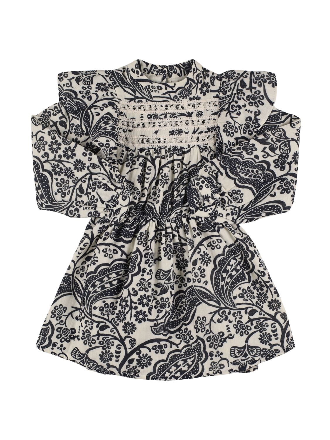 The New Society Printed Cotton Dress W/embroidery In Black/white