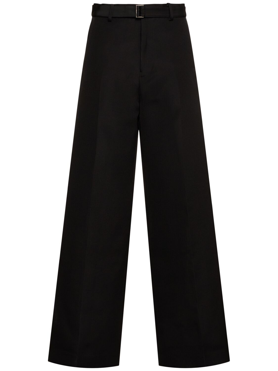 Sacai Double-faced Silk & Cotton Wide Pants In Black