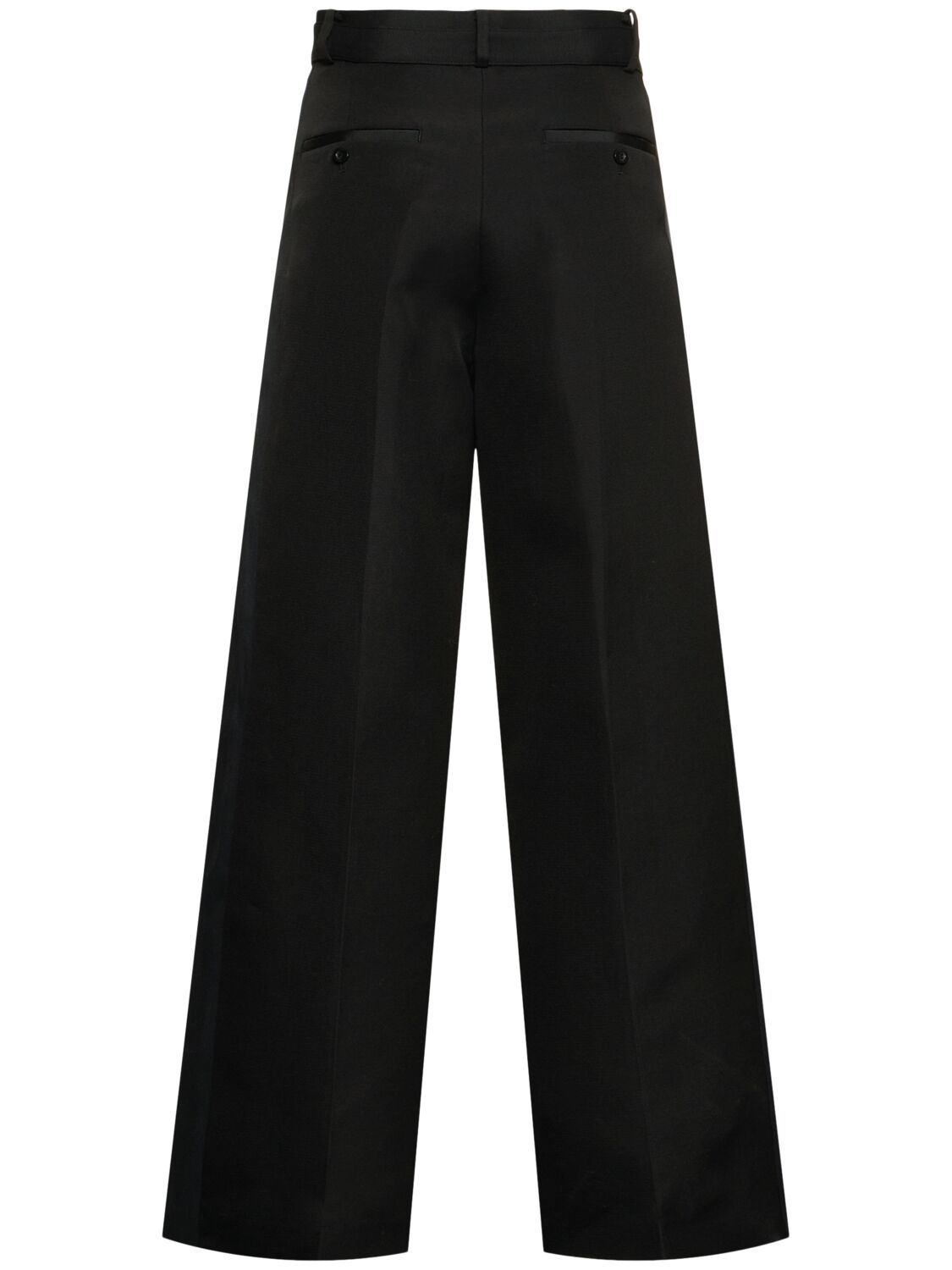Sacai Double-faced Silk & Cotton Wide Pants In Black