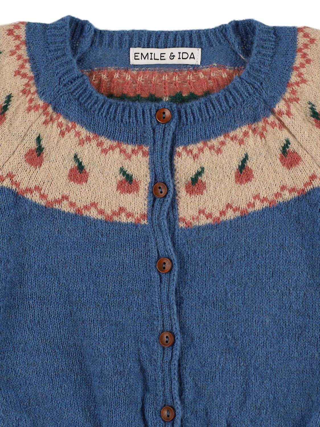 Shop Emile And Ida Acrylic Blend Knit Cardigan In Blue