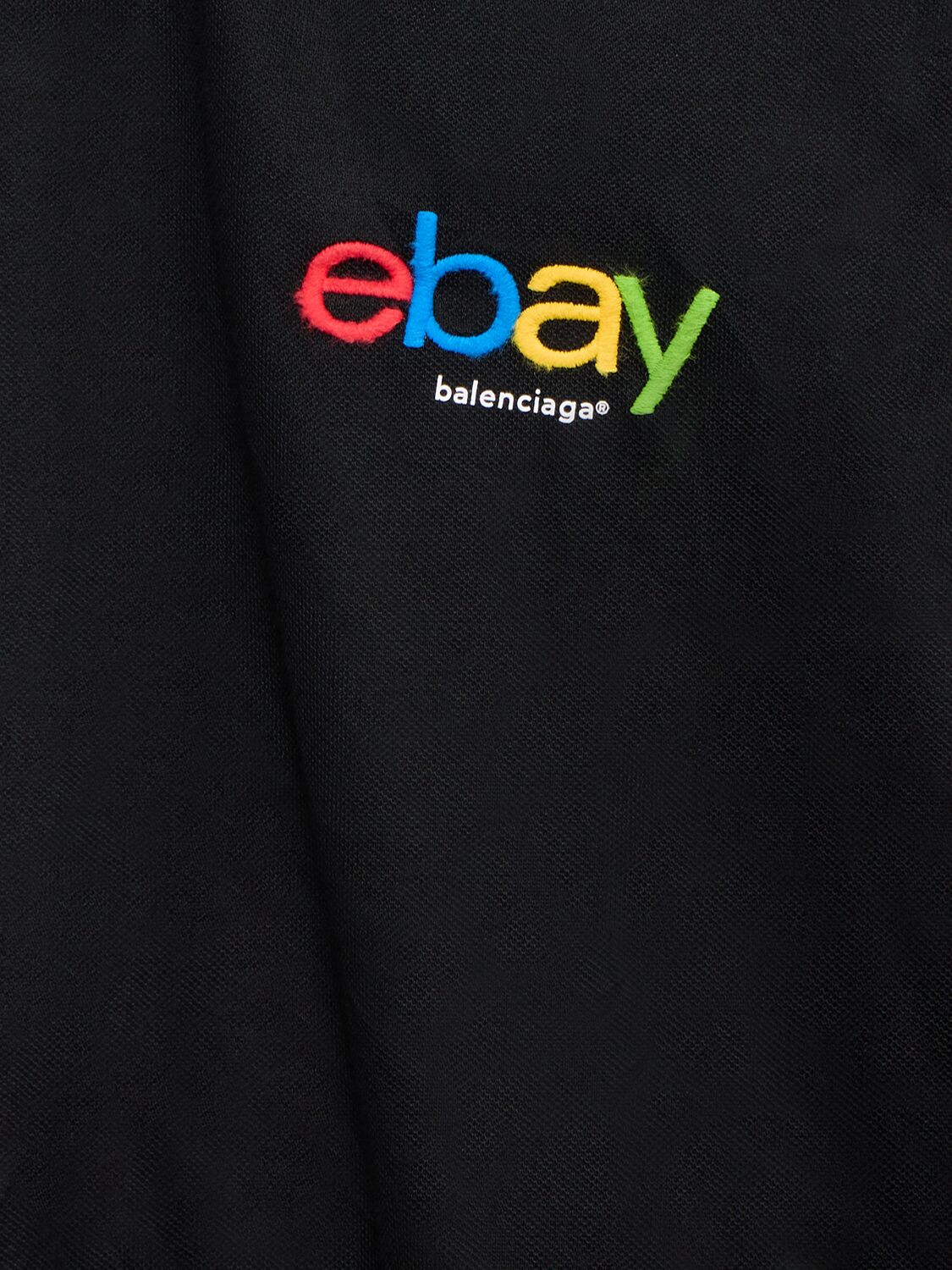 Shop Balenciaga Ebay Cotton Piquet Polo Shirt In Black