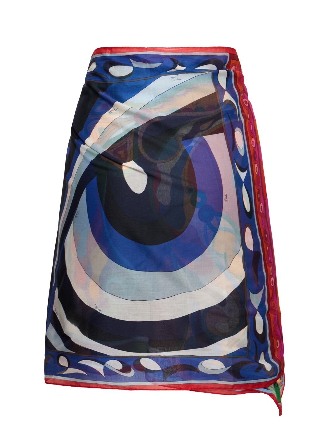 Shop Pucci Printed Cotton Muslin Pareo Skirt In Navy/red/purple