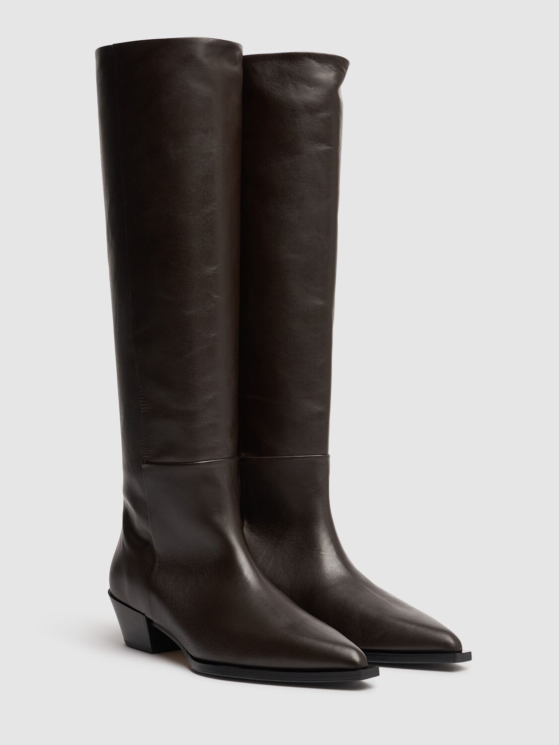 Shop Aeyde 40mm Arla Leather Cowboy Boots In Moka