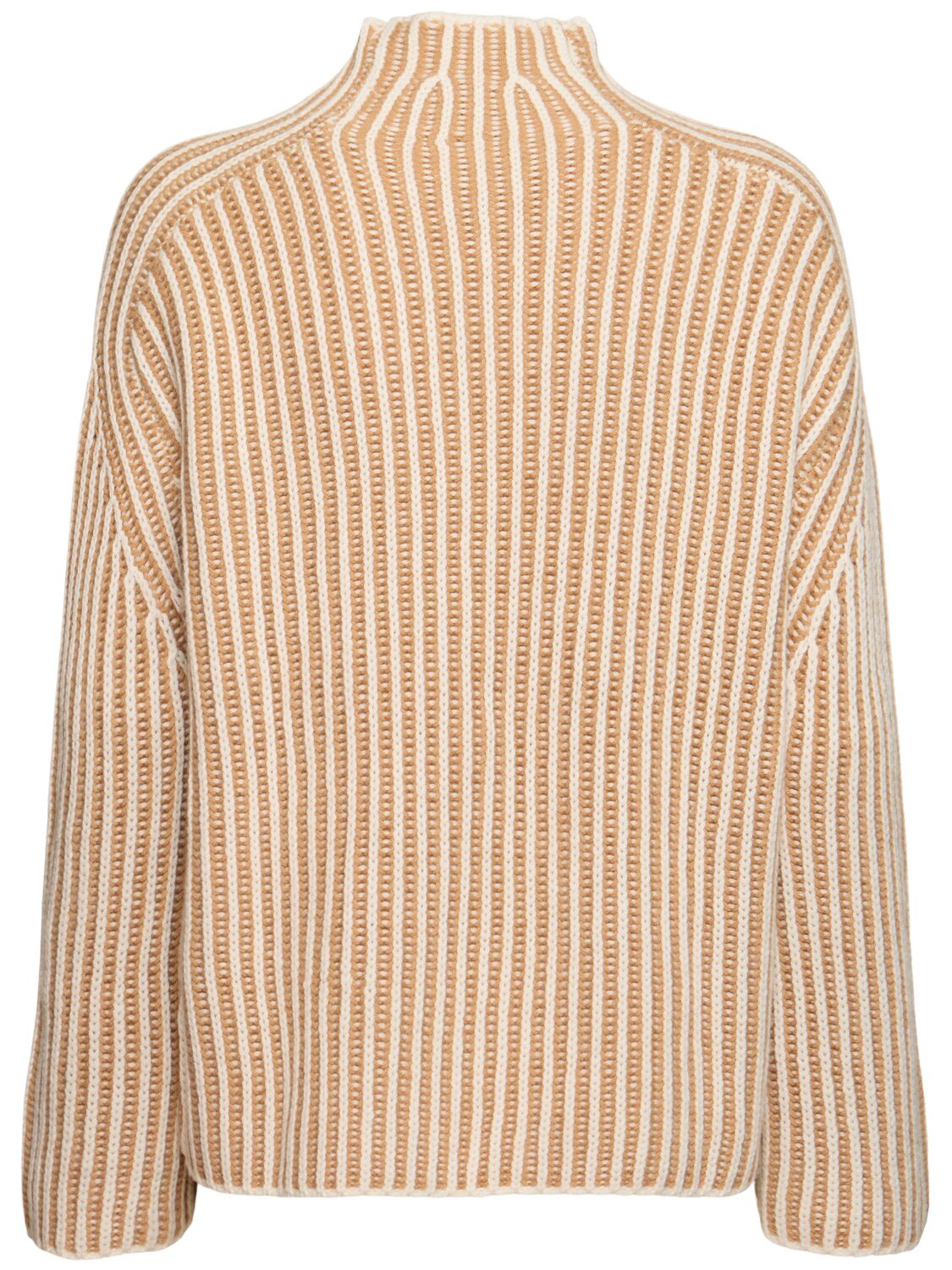 Shop Aspesi Mock Neck Wool Blend Knit Sweater In Beige