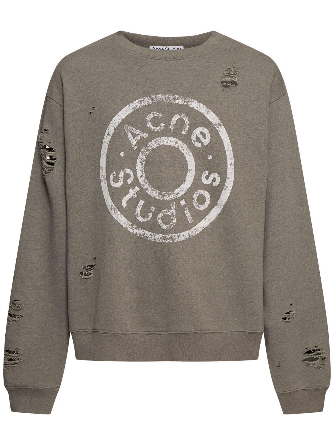 Shop Acne Studios Franziska Button Logo Print Sweatshirt In Moss Green