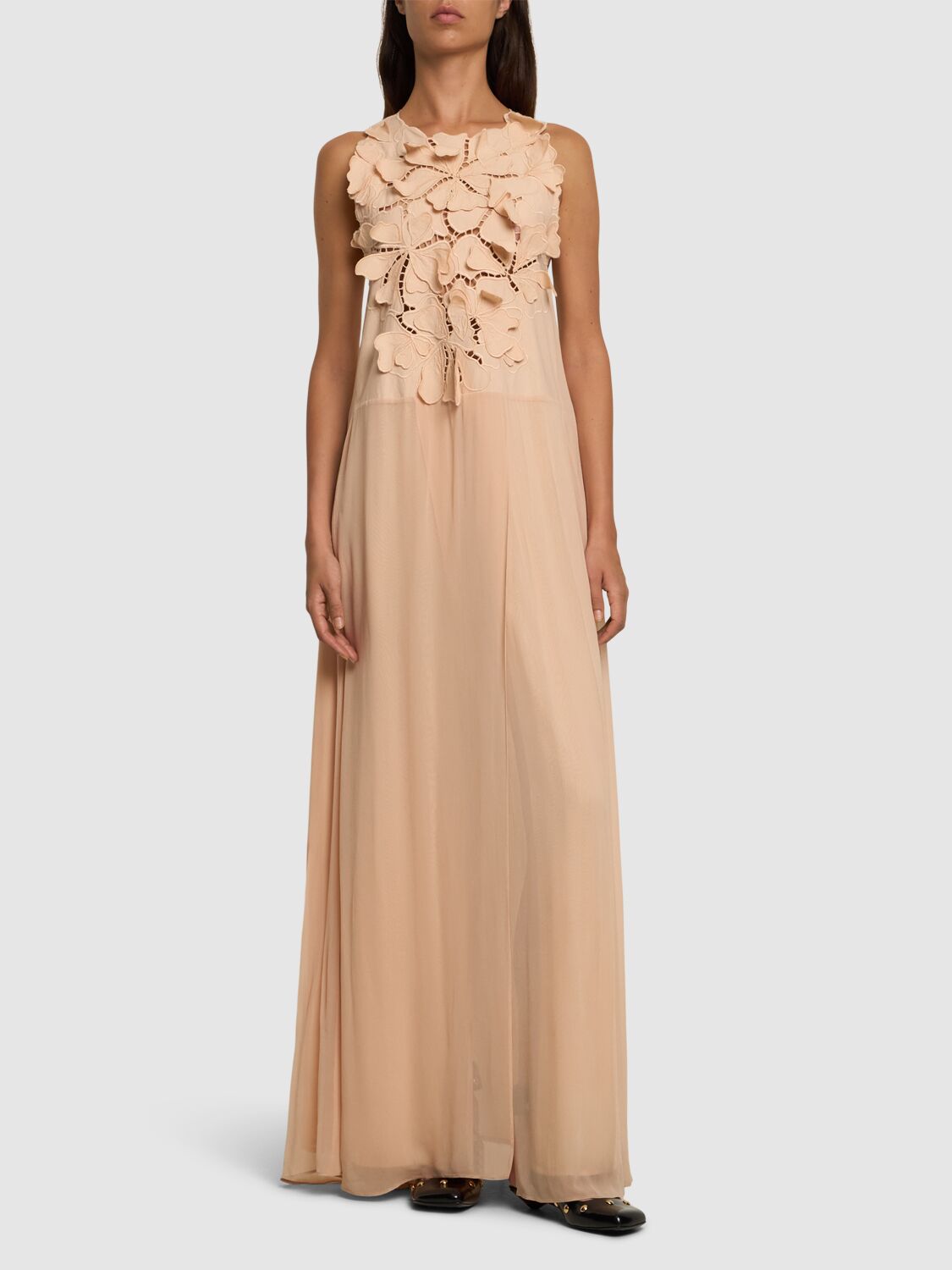 Shop Forte Forte En Fleur Embroidered Long Dress In Pink