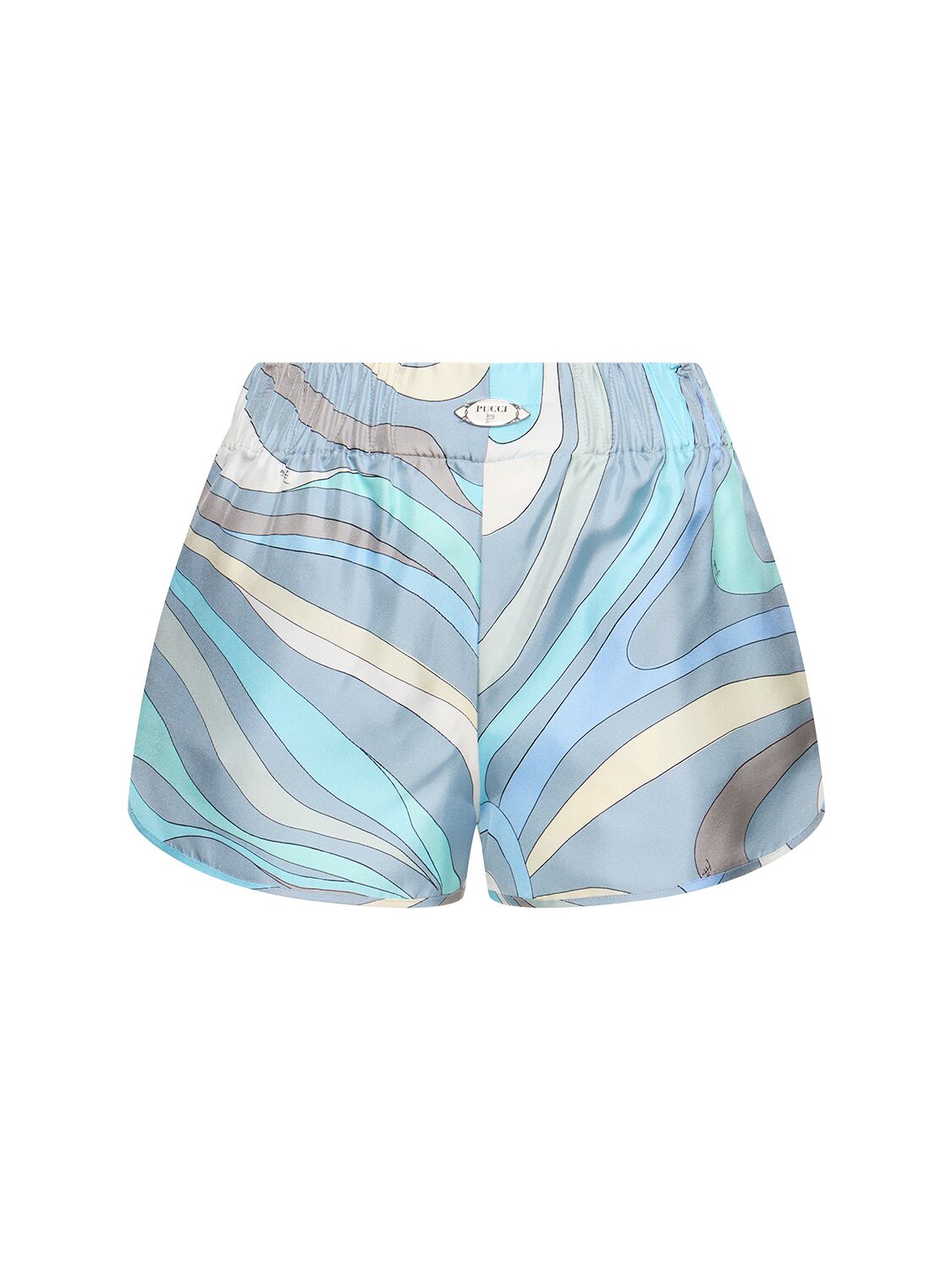 Pucci Printed Silk Twill Shorts In Blue