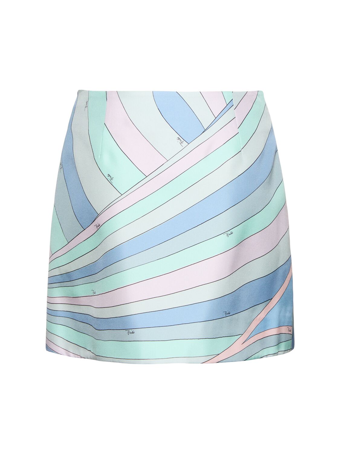 Shop Pucci Printed Silk Twill Mini Wrap Skirt In Blue/pink