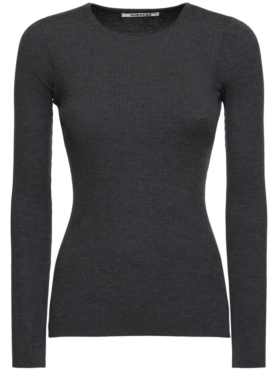 Auralee Super Fine Wool Rib Knit Sweater In Gray