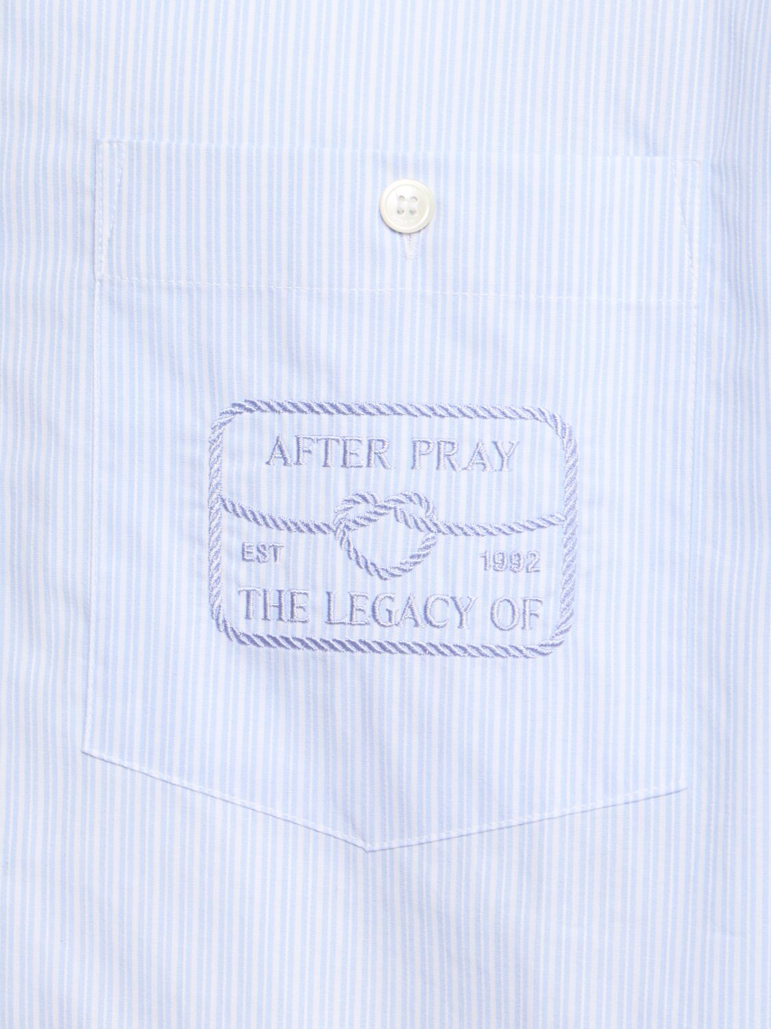 Shop After Pray Embroidered Striped Shirt In Sky Blue