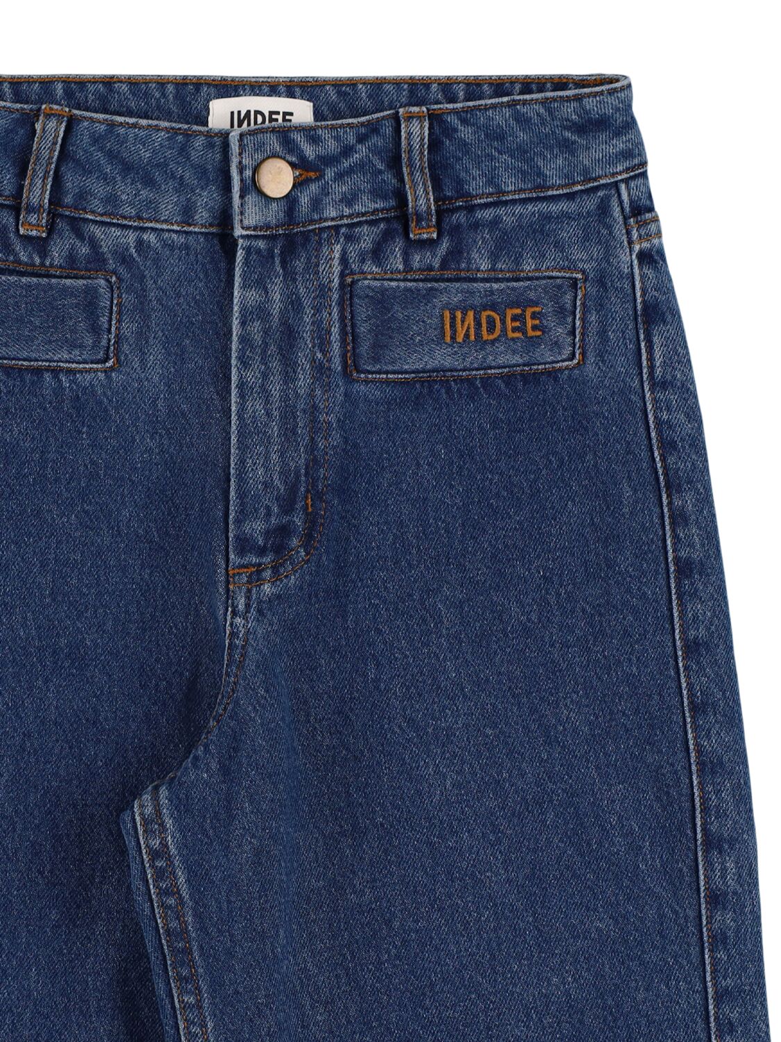 Indee Mid Rise Straight Leg Denim Jeans In Dark Blue