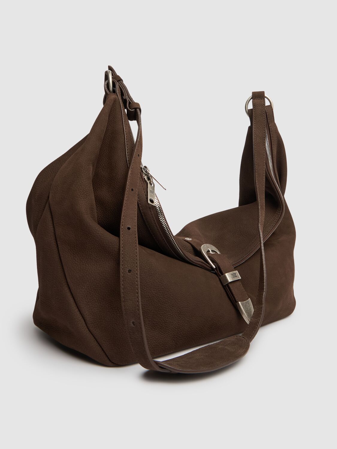 Shop Marge Sherwood Belted Hobo Suede Shoulder Bag In Hush