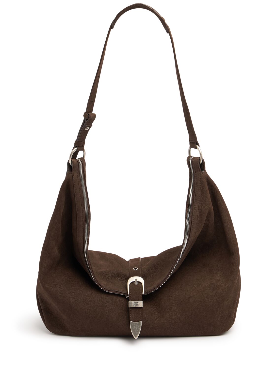 Marge Sherwood Belted Hobo Suede Shoulder Bag In Brown