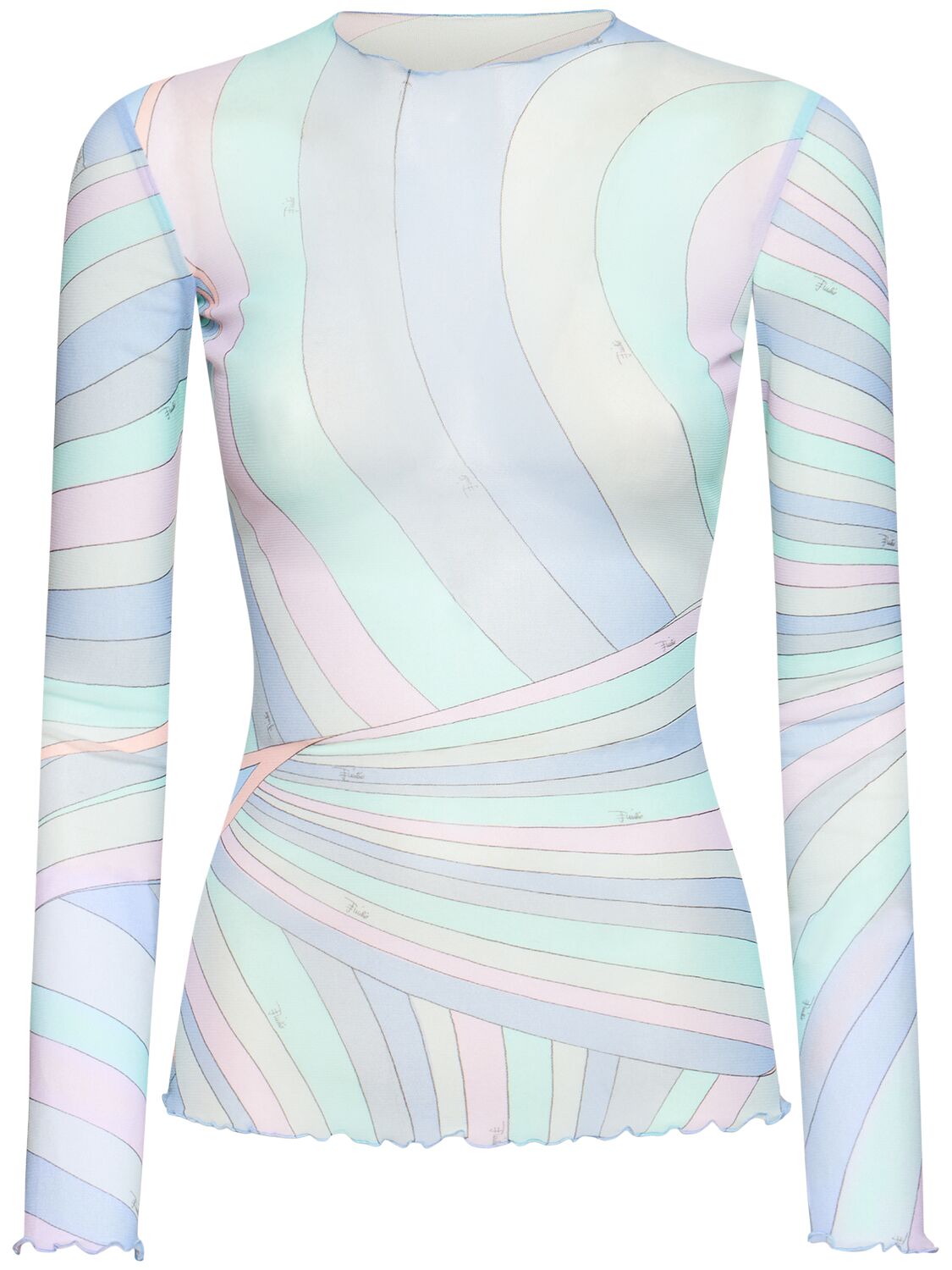 Image of Printed Sheer Long Sleeve Top