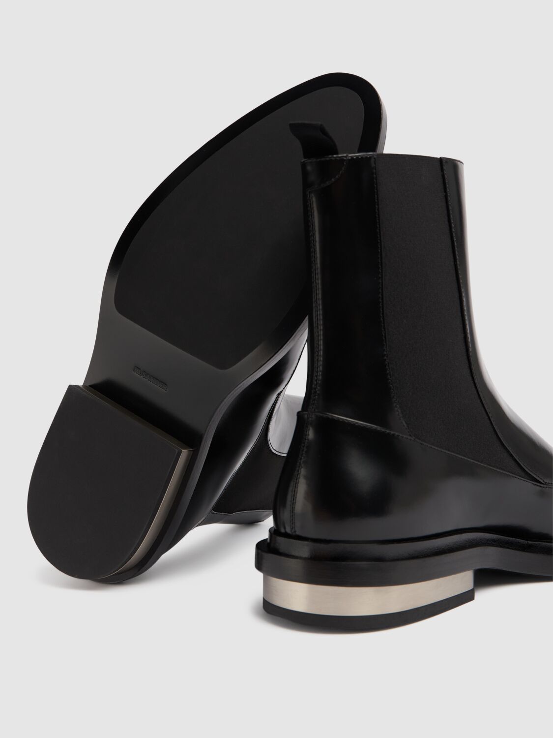 Shop Jil Sander Shiny Leather Ankle Boots In Black